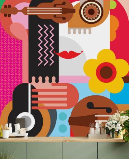 Colourful Music Face Wallpaper