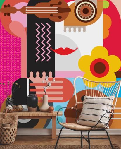 Farverig musik ansigt tapet Farverig musik ansigt tapet