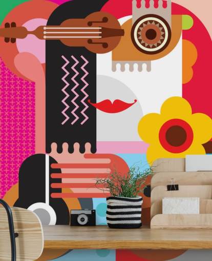 Papel pintado de cara de música colorida Papel pintado de cara de música colorida