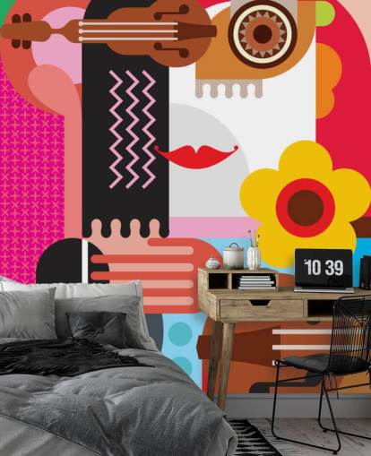 Colourful Music Face Wallpaper