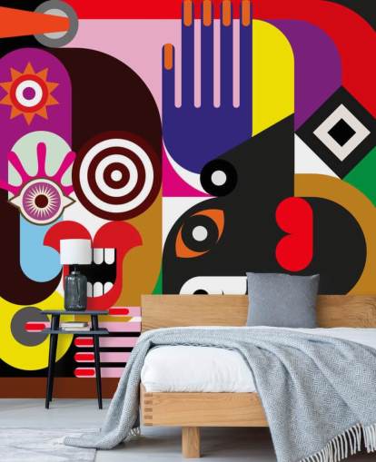 värikäs abstrakti taustakuvamaalaus nimeltä Abstract Women olohuoneisiin ja makuuhuoneisiin värikäs abstrakti taustakuvamaalaus nimeltä Abstract Women olohuoneisiin ja makuuhuoneisiin