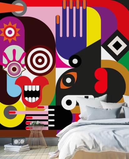 carta da parati astratta colorata chiamata Abstract Women per salotti e camere da letto