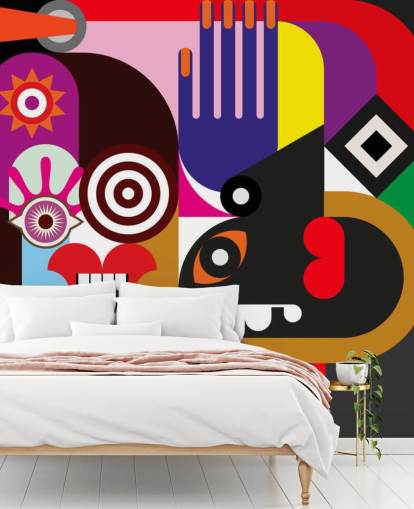 colorful abstract wallpaper mural called Abstract Women for living rooms and bedrooms