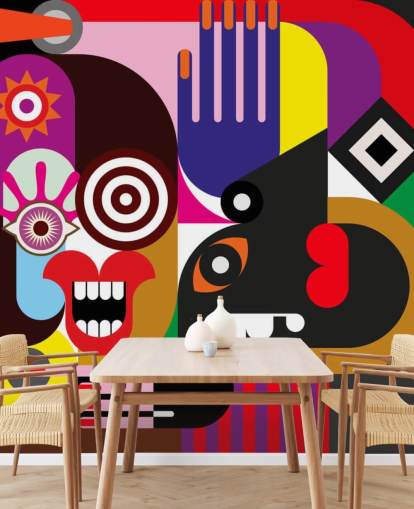 papier peint mural abstrait coloré appelé Abstract Women pour les salons et les chambres