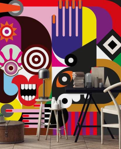 colorful abstract wallpaper mural called Abstract Women for living rooms and bedrooms