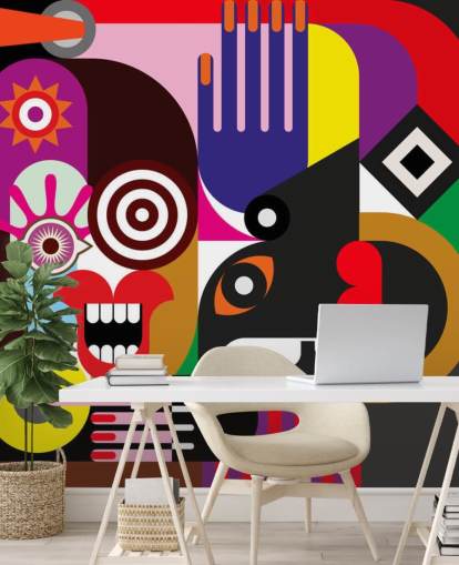 colorful abstract wallpaper mural called Abstract Women for living rooms and bedrooms