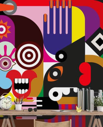 colorful abstract wallpaper mural called Abstract Women for living rooms and bedrooms