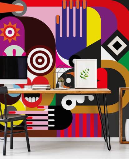 fargerikt abstrakt tapet veggmaleri kalt Abstract Women for stuer og soverom