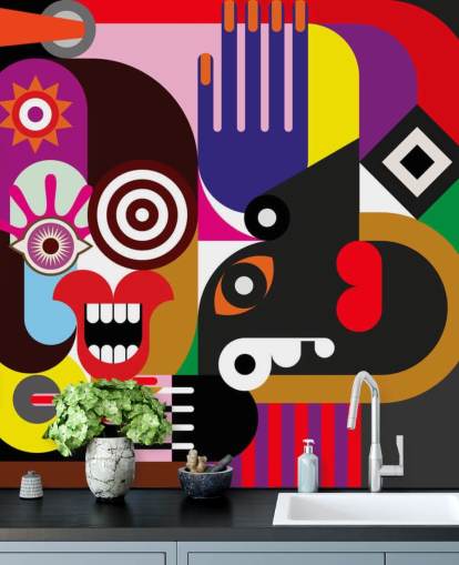 fargerikt abstrakt tapet veggmaleri kalt Abstract Women for stuer og soverom