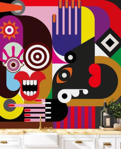 colorful abstract wallpaper mural called Abstract Women for living rooms and bedrooms