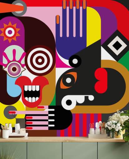 fargerikt abstrakt tapet veggmaleri kalt Abstract Women for stuer og soverom