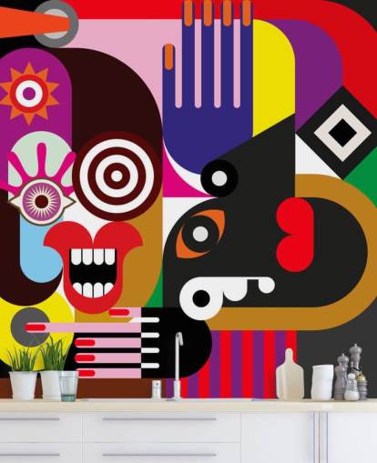 colorful abstract wallpaper mural called Abstract Women for living rooms and bedrooms