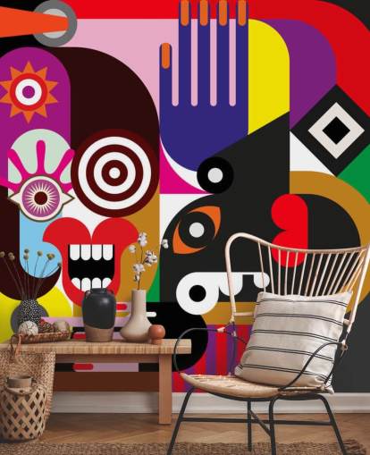 colorful abstract wallpaper mural called Abstract Women for living rooms and bedrooms