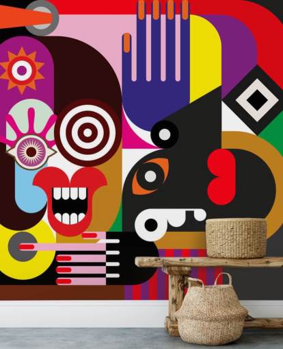 fargerikt abstrakt tapet veggmaleri kalt Abstract Women for stuer og soverom