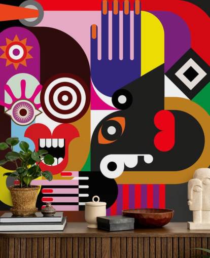 carta da parati astratta colorata chiamata Abstract Women per salotti e camere da letto