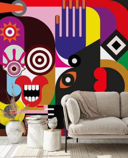 colourful abstract wallpaper mural called Abstract Women for living rooms and bedrooms