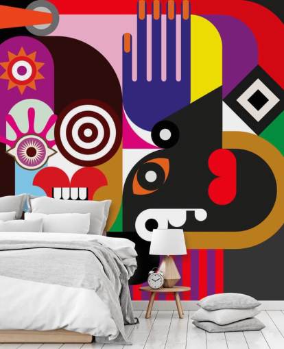 papier peint mural abstrait coloré appelé Abstract Women pour les salons et les chambres