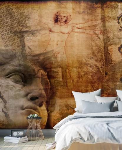 Mural Hombre de Vitruvio, iconos italianos