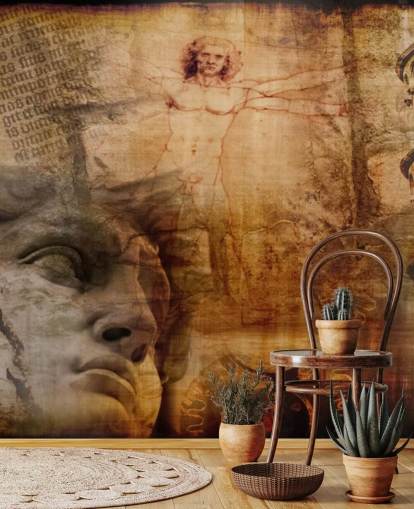 Mural Hombre de Vitruvio, iconos italianos