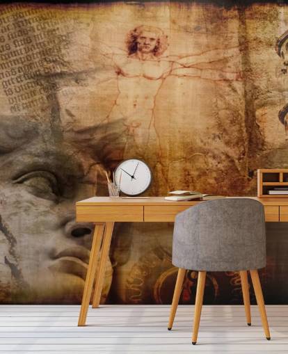 Mural Hombre de Vitruvio, iconos italianos