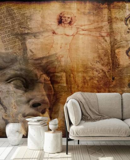 Mural Hombre de Vitruvio, iconos italianos