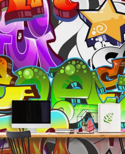 mångfärgad anpassningsbar graffiti tapetväggmålning kallad Graffiti Wall Art för tonåringens sovrum mångfärgad anpassningsbar graffiti tapetväggmålning kallad Graffiti Wall Art för tonåringens sovrum