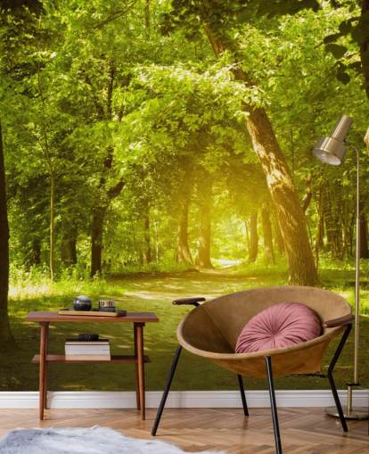 brown and green forest wallpaper mural called Forest for living rooms, offices and kitchens
