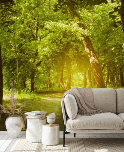 brown and green forest wallpaper mural called Forest for living rooms, offices and kitchens