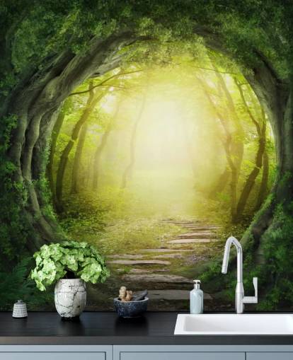 Papel pintado del túnel forestal