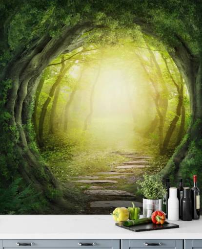 Papel pintado del túnel forestal