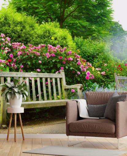 Decorazione murale con panchina nel parco