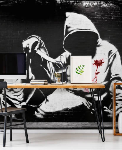 Banksy Hoodie with Knife Graffiti Mural