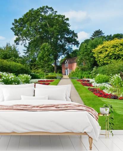 grønt tilpasset hagelandskapstapet veggmaleri kalt English Country Garden for omsorgsboliger og kontorer grønt tilpasset hagelandskapstapet veggmaleri kalt English Country Garden for omsorgsboliger og kontorer