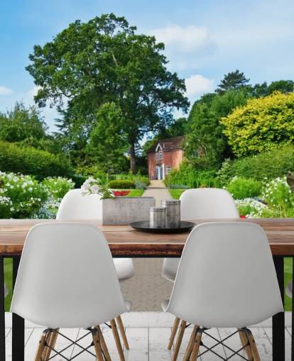 green custom garden landscape wallpaper mural called English Country Garden for care homes and offices 