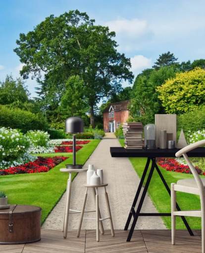 grønt tilpasset hagelandskapstapet veggmaleri kalt English Country Garden for omsorgsboliger og kontorer grønt tilpasset hagelandskapstapet veggmaleri kalt English Country Garden for omsorgsboliger og kontorer