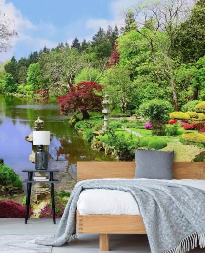 oriental style garden wallpaper