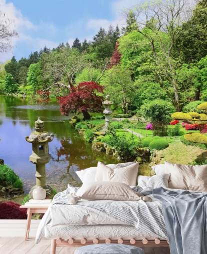 carta da parati giardino stile orientale