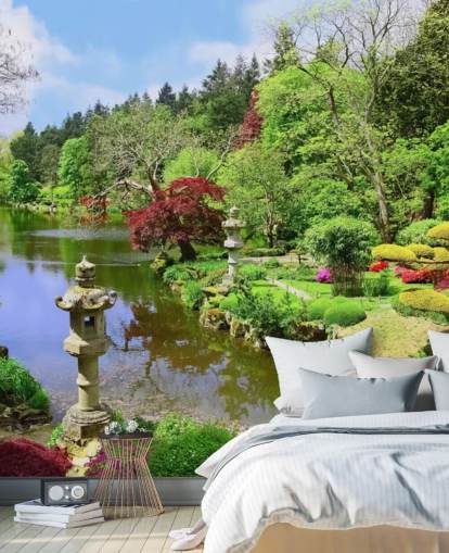 oriental style garden wallpaper