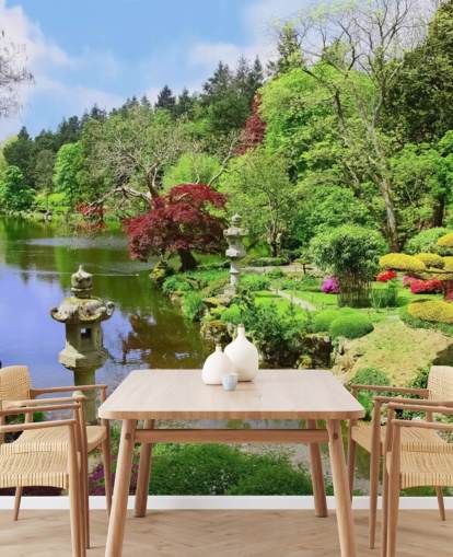 oriental style garden wallpaper