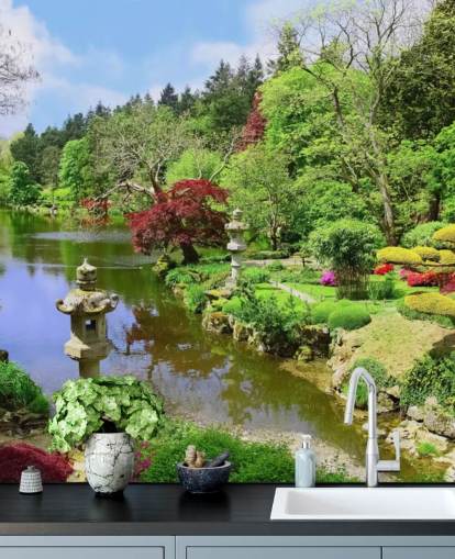 carta da parati giardino stile orientale