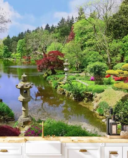 papel tapiz de jardín de estilo oriental