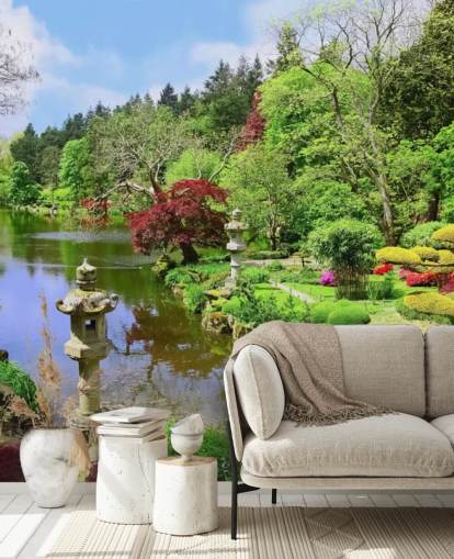 oriental style garden wallpaper