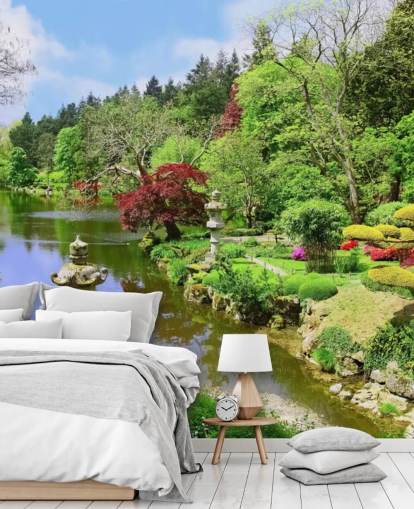 oriental style garden wallpaper