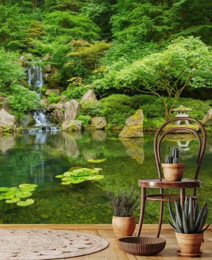 Mural de parede de jardim japonês