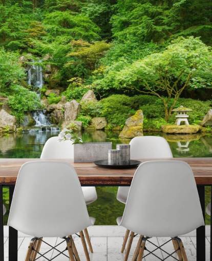 Japanse tuinmuurschildering Japanse tuinmuurschildering