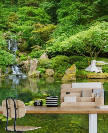 Mural de parede de jardim japonês