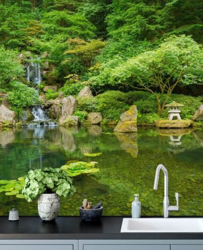 Decorazione murale con giardino giapponese