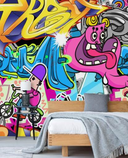 Cartoon Graffiti Wall Art Mural