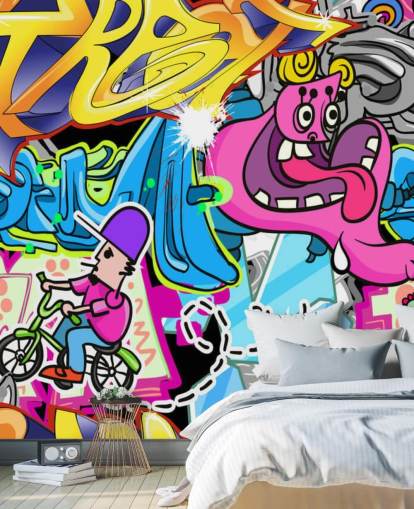Cartoon Graffiti Wall Art Mural