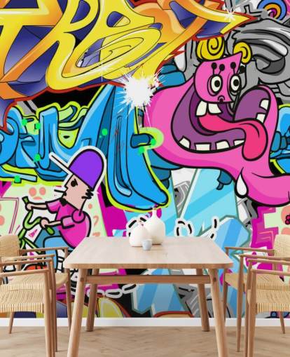 Cartoon Graffiti Wall Art Mural